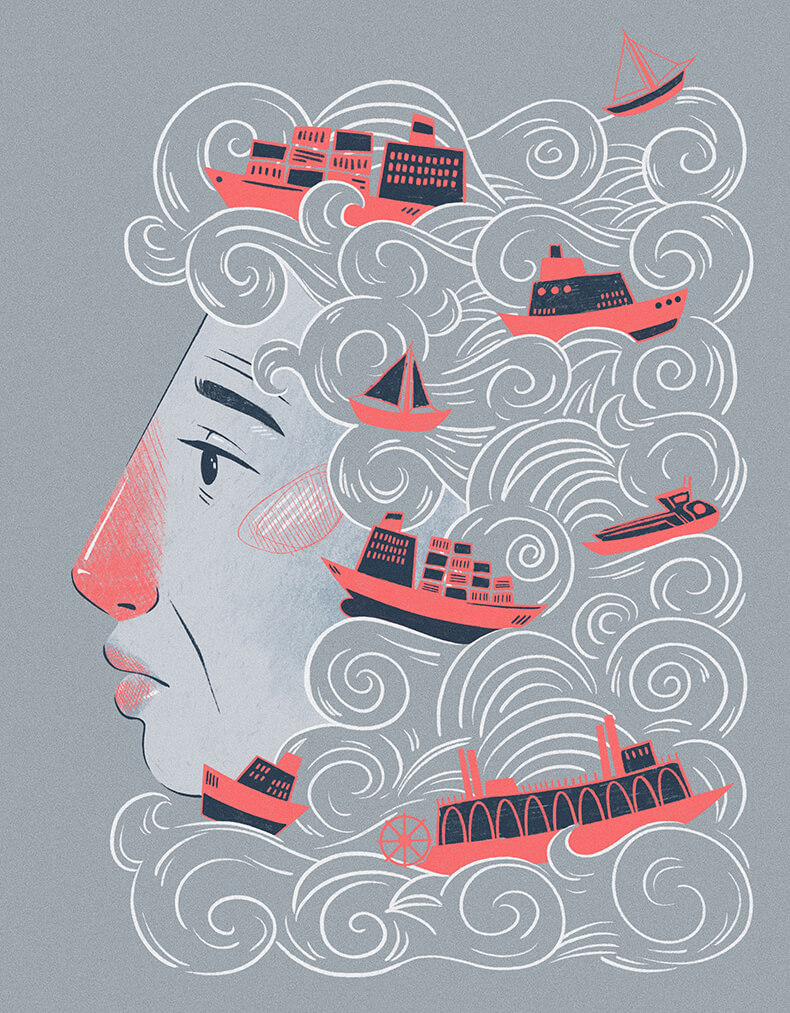 Hamburg liest die Elbe 2025 Illustration von Zoe Schättle
